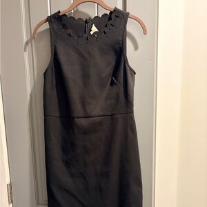 LOFT Black laser cut Scalloped Hem Sleeveless Sheath Dress | Size 2P